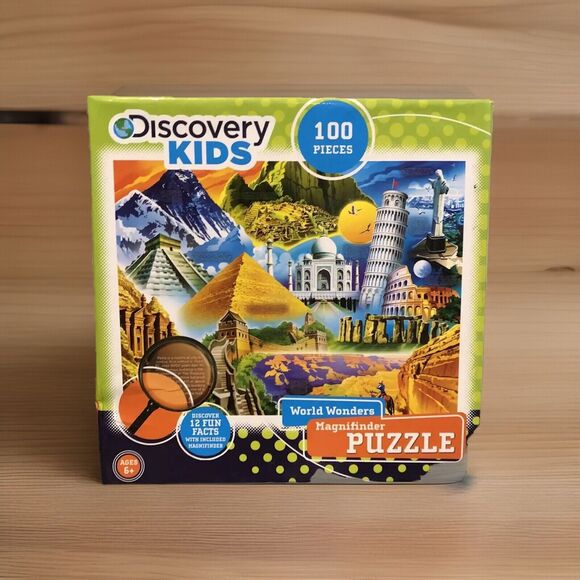 Discovery Kids, World Wonders Magnifinder Puzzle, Magnifier Included, 100 Pieces - Picture 1 of 11